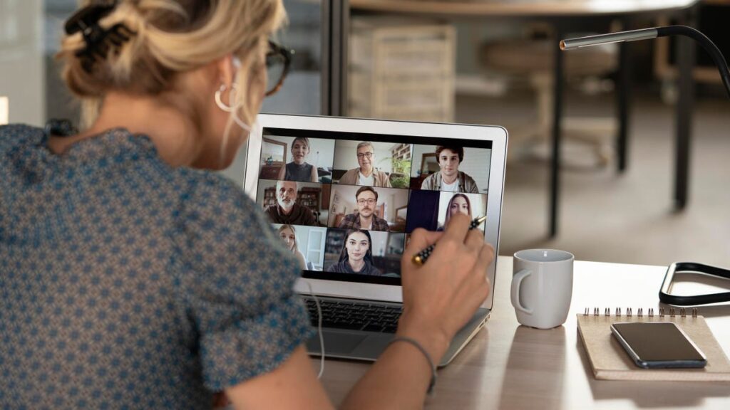 Image of remote worker in a video conference